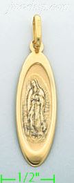 14K Gold Virgin of Guadalupe Italian Picture Charm Pendant - Click Image to Close