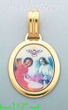 14K Gold Baptism Picture Charm Pendant - Click Image to Close