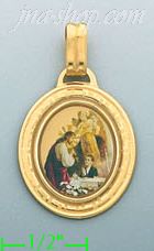 14K Gold First Comunion Boy Picture Charm Pendant - Click Image to Close