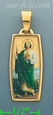 14K Gold Saint Jude Picture Charm Pendant - Click Image to Close