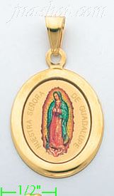 14K Gold Our Lady of Guadalupe Picture Charm Pendant - Click Image to Close