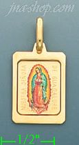 14K Gold Virgin of Guadalupe Picture Charm Pendant - Click Image to Close