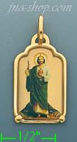 14K Gold Saint Jude Picture Charm Pendant - Click Image to Close