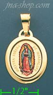 14K Gold Our Lady of Guadalupe Picture Charm Pendant - Click Image to Close