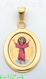 14K Gold Divino Niño Picture Charm Pendant - Click Image to Close