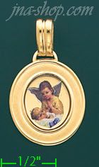 14K Gold Angel Praying for Child Picture Charm Pendant - Click Image to Close