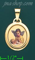 14K Gold Angel Praying for Child Picture Charm Pendant - Click Image to Close