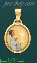 14K Gold First Communion Picture Charm Pendant - Click Image to Close