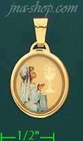 14K Gold First Communion Picture Charm Pendant - Click Image to Close