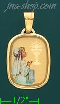 14K Gold First Communion Picture Charm Pendant - Click Image to Close