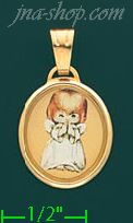 14K Gold Child Angel Picture Charm Pendant - Click Image to Close