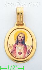 14K Gold Sacred Heart of Jesus Picture Charm Pendant - Click Image to Close