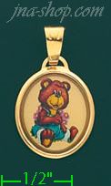 14K Gold Plush Bear Picture Charm Pendant - Click Image to Close