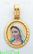 14K Gold Virgin Mary Picture Charm Pendant - Click Image to Close