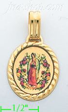 14K Gold Virgin of Guadalupe Picture Charm Pendant - Click Image to Close