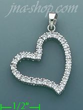 14K Gold Floating Heart CZ Charm Pendant - Click Image to Close