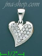 14K Gold Heart CZ Charm Pendant - Click Image to Close