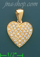 14K Gold Heart CZ Charm Pendant - Click Image to Close