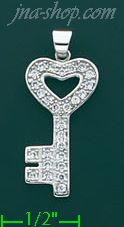 14K Gold Key CZ Charm Pendant - Click Image to Close