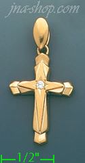 14K Gold Fancy CZ Cross Charm Pendant - Click Image to Close