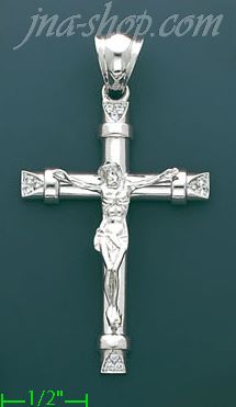 14K Gold Crucifix Fancy CZ Cross Charm Pendant - Click Image to Close