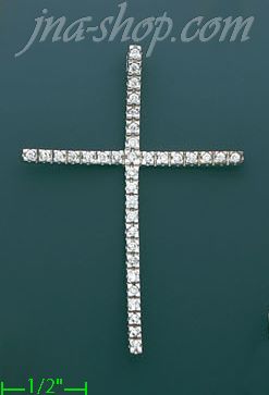 14K Gold Fancy CZ Cross Charm Pendant - Click Image to Close