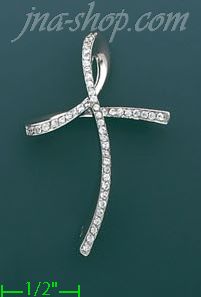 14K Gold Fancy CZ Cross Charm Pendant - Click Image to Close