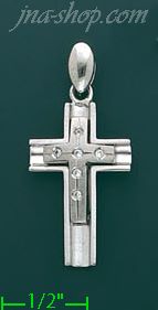 14K Gold Fancy CZ Cross Charm Pendant - Click Image to Close