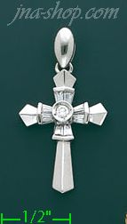 14K Gold Fancy CZ Cross Charm Pendant - Click Image to Close