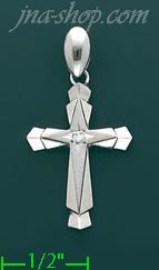 14K Gold Fancy CZ Cross Charm Pendant - Click Image to Close