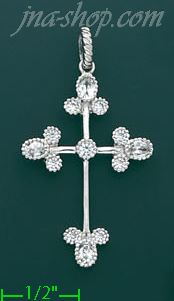 14K Gold Fancy CZ Cross Charm Pendant - Click Image to Close