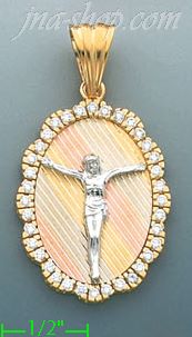 14K Gold Crucifix CZ Charm Pendant - Click Image to Close