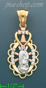 14K Gold Virgin of Guadalupe CZ Charm Pendant - Click Image to Close