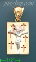 14K Gold Crucifix CZ Charm Pendant - Click Image to Close