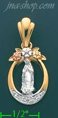 14K Gold Virgin of Guadalupe CZ Charm Pendant - Click Image to Close