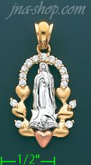 14K Gold Virgin of Guadalupe CZ Charm Pendant - Click Image to Close