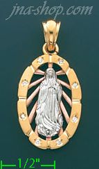 14K Gold Virgin Mary CZ Charm Pendant - Click Image to Close