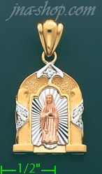 14K Gold Virgin Mary CZ Charm Pendant - Click Image to Close