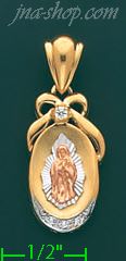 14K Gold Virgin of Guadalupe CZ Charm Pendant - Click Image to Close