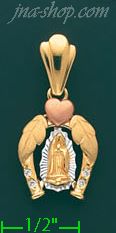 14K Gold Virgin of Guadalupe CZ Charm Pendant - Click Image to Close