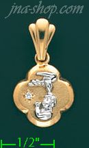 14K Gold Baptism CZ Charm Pendant - Click Image to Close