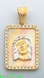 14K Gold Jesus Christ CZ Charm Pendant - Click Image to Close