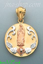 14K Gold Virgin of Guadalupe CZ Charm Pendant - Click Image to Close