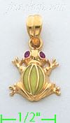 14K Gold Frog CZ Charm Pendant - Click Image to Close