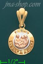 14K Gold Bautizo CZ Charm Pendant - Click Image to Close