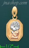 14K Gold Praying Boy CZ Charm Pendant - Click Image to Close