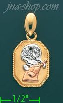 14K Gold Praying Girl CZ Charm Pendant - Click Image to Close