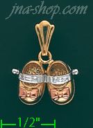 14K Gold Baby Shoes CZ Charm Pendant - Click Image to Close