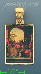 14K Gold Last Supper Picture Charm Pendant - Click Image to Close