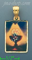 14K Gold Eucharist Picture Charm Pendant - Click Image to Close